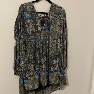Free People Paisley Long Sleeve Dress